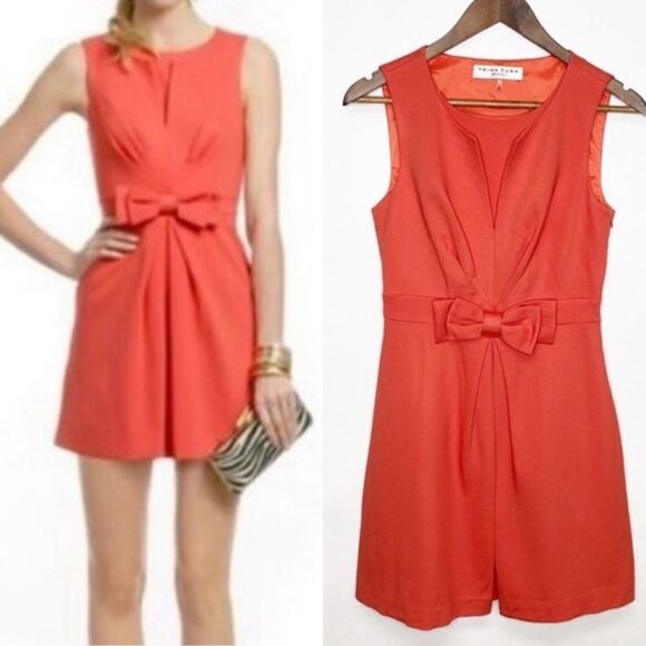 Trina Turk Bow Front Coral Waldron Dress 4 - Picture 1 of 13